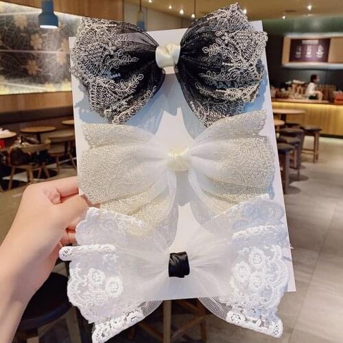 New Style Girls Elegant Lace Chiffon Big Bow Hair Clips Sweet Hair Hairpins Barrettes Fashion Ornaments Accessories