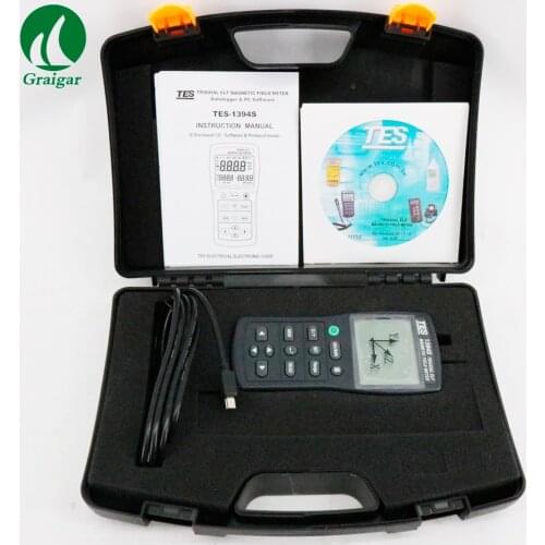 EMF Meter TES-1394S with (USB & 4GB SD Card) Updated Version of TES-1394 Hand-held EMF Tester Electromagnetic Field Tester