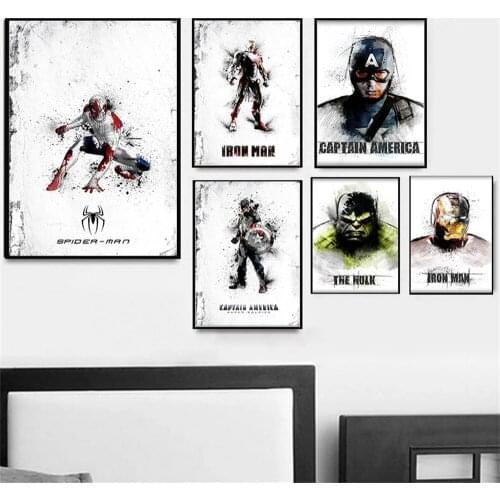 Marvel Canvas Painting Superheroes iron Man Sketch Posters Interior Wall Art Childrens Room Home Decor Boy Gift Cuadros Decor