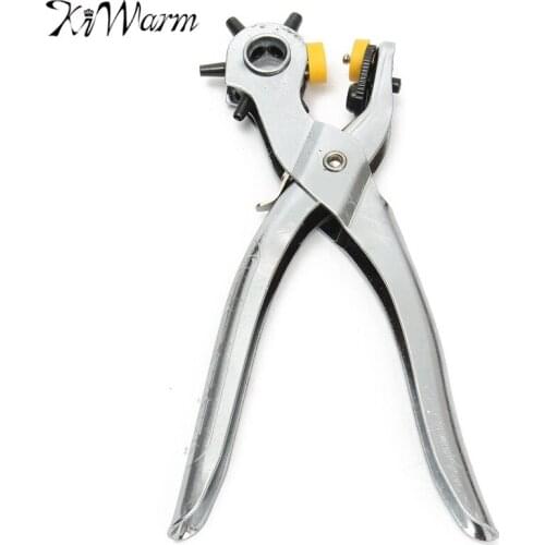 KiWarm Hot Sale Revolving Heavy Revolving Leather Belt Holes Punch Hand Pliers Tool Eyelets 4.5mm,4mm,3.5mm,3mm,2.5mm