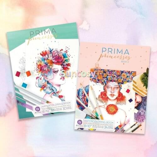 Prima Princesses Book, Watercolor Painting Book, Princess Girl Theme, Childrens Coloring Painting Book, Adult Decompression