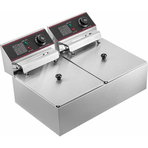 Commercial 12L Electric Fryer 5000W Twin Basket Dual Tank Electric Deep Fryer Stainless Steel Fryer French Fry Fryer