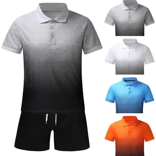 51# Tracksuit Set Men 2021 Summer Casual Short Sleeve Shirt + Shorts Set Mens 2 Pieces Set Printing Male Polo Suit Sportswear
