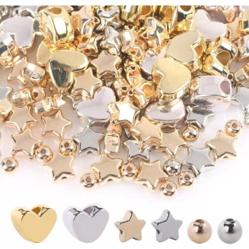 400-30Pcs CCB Plastic Star Hear Round Smooth Seed Bead Bulk Loose Spacer Beads For DIY Bracelet Jewelry Findings Making Supplies