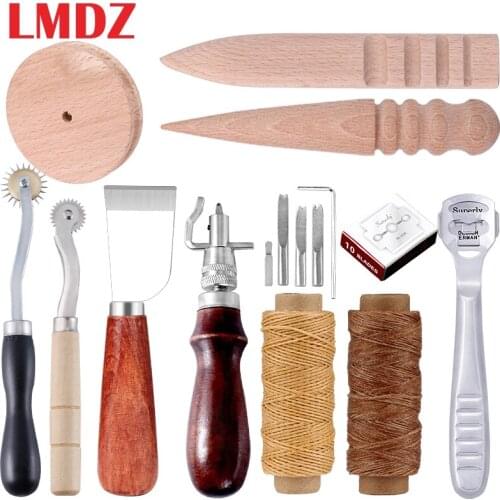 LMDZ Leather Carving Grinding Tools Set Home Hand Sewing Stitching Work Polishing DIY Saddle Groover Set Accessories