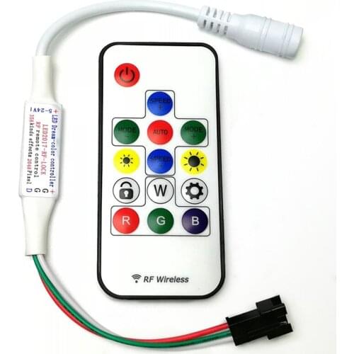 NEW Mini RF 14key 21key mini little led pixel strip light controller for WS2811 SK6812 WS2812B 6803 1903 with remote controller