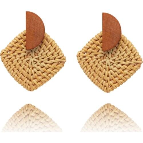 Fashion Korean handmade bamboo Pendant Earrings womens new fashion accessories rattan weaving Earrings