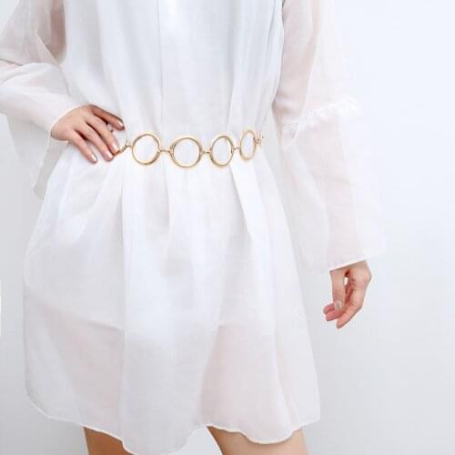 Fashion trendy geometric round designer belt alloy belt chians with pendant decor Bijoux Jewelry accessories for shirt dress