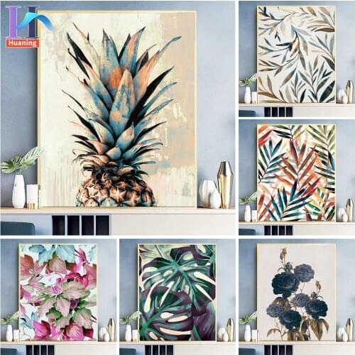Huaning Popular handicraft painting by numbers, pineapple，Leaf design，Zero-based hand-painting，gift，paint by numbers for adult
