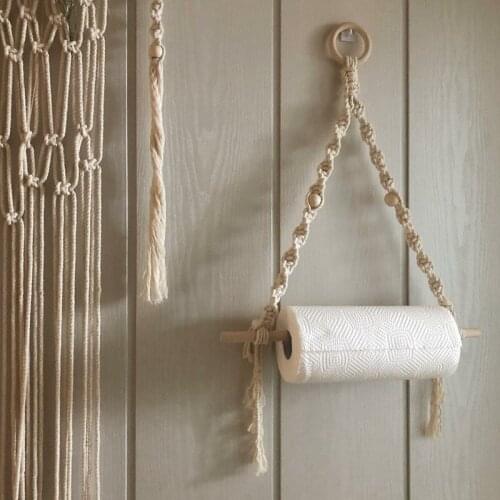 Nordic toilet paper holder tapestry macrame wall hanging room decor Bathroom toilet paper dispenser
