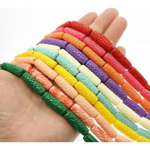 8~25mm Natural Coral Semi-finished Cylindrical Carved Flower Colorful Loose Beads Jewelry Making DIY Necklace Bracelet Part 15