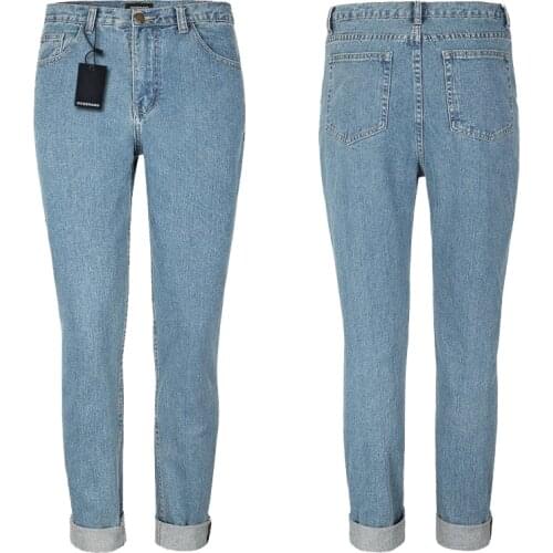 DSQBRAND new autumn and winter womens jeans high waist light blue large size straight trousers DSQ letter label luxury fashion