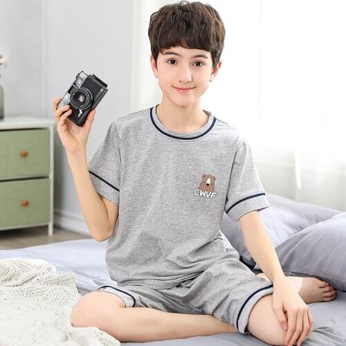 Boys Girls Pajamas New Summer Short Sleeve Childrens Clothing Sleepwear Cotton Pyjamas Sets For Kids 4 6 8 9 10 12 14 Years