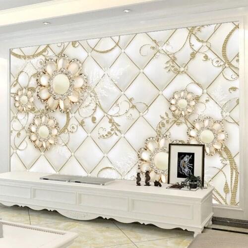 Custom Any Size Mural Wallpaper 3D Golden Diamond Jewelry Geometric Soft Roll Fresco Living Room TV Sofa Self-Adhesive Stickers