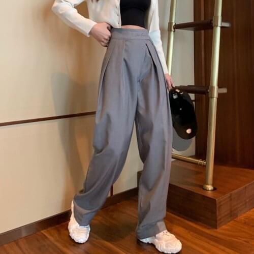 High waist sagging casual pants female 2020 new Korean version of loose wide legs were thin and versatile straight