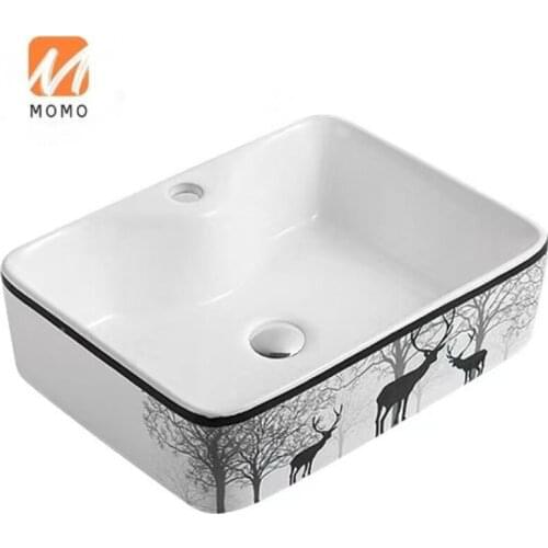 New Style Marble Black Deer Forest Pattern Wash Basin Advanced Design Sense Art Bathroom Sink