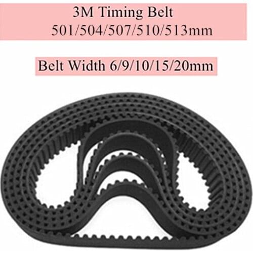 HTD 3M Timing Belt 501/504/507/510/513mm 6/9/10/15/20mm Width RubbeToothed Belt Closed Loop Synchronous Belt