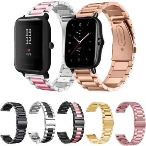20mm Watchband For Huami Amazfit GTS GTR 42mm Metal Bracelet For Xiaomi Amazfit Bip Lite GTS2 Pop Stainless Steel Wrist Strap