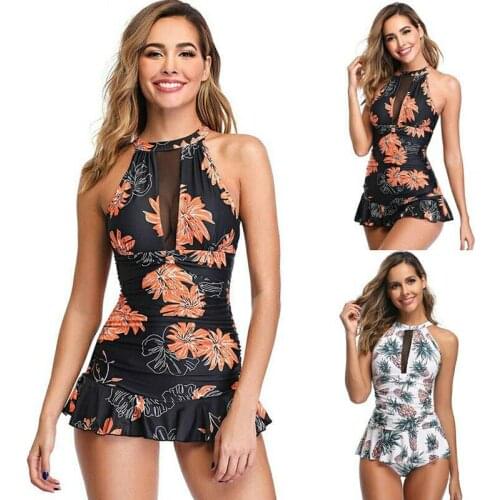 Bikini 2020 Sexy Bare-back Cleavage Digital Print Europe and The United States New Split Swimsuit Girl