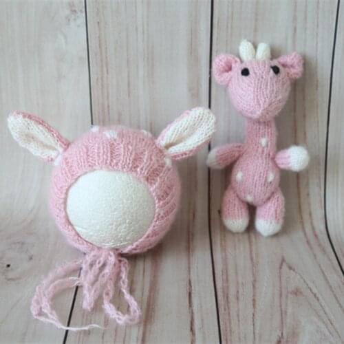 Baby Boy Hat Lovely Baby Girl Animal Hat and Toy Set Newborn Boy Stuffed Toy Reindeer Bonnet Newborn Girl Hat Photography Props