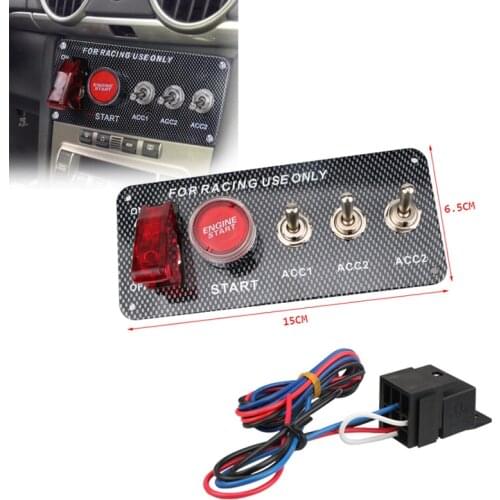 12V LED Modified Ignition Switch 15cm Panel Engine Start Push Button Set Universal for 12V Power Speediness & Racing Car