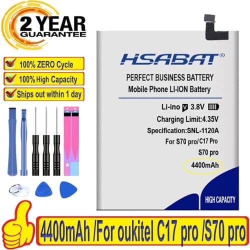 Top Brand 100% New 4400mAh Battery for Oukitel S70 pro for Oukitel C17 pro Batteries + free gfit
