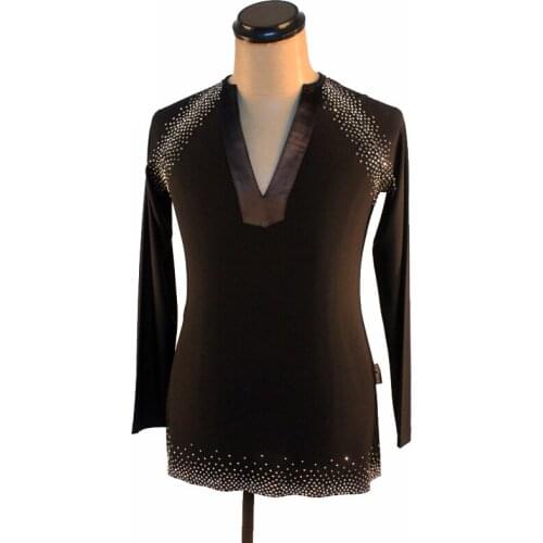 Classical Latin Dance Tops for Male Black White Shirt Professional Men Ballroom Beauty Competitive Tango Standard Wears N7033