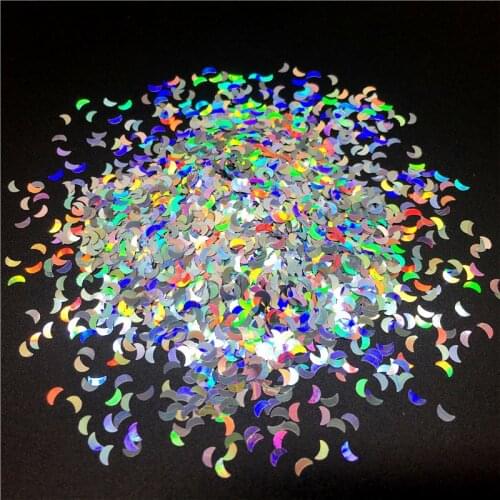 Ultra-thin 3mm Moon Sequins Laser Glittering 3D Nail Sequin Paillette Eo-Friendly PET Loose Sequin for Nails Art Decorations 10g