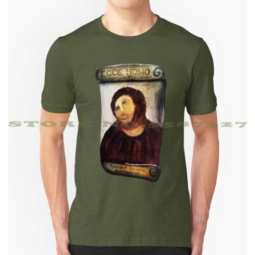 Restoration Ecce Homo Graphic Custom Funny Hot Sale Tshirt Artistic Artist Beautiful Mouth Blur Chapel Face Color Colors Christ