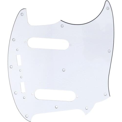 Musiclily Pro 12-Hole Guitar Pickguard for Fender American Mustang, 3Ply White