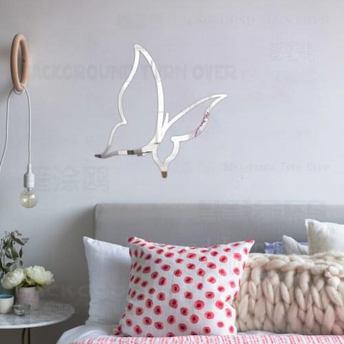 Mirror Wall Stickers Room Decoration Decor Bedroom Bathroom Decals Aesthetic Accessories Butterfly Linear Calligraphy R148