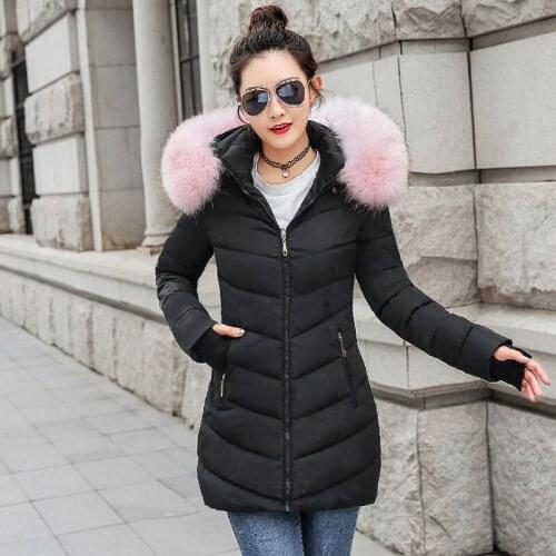 Large Size 3XL Womens Jacket New Winter Parkas Fur Collar Hooded Long Coat Female Jackets Warm Cotton Padded Jacket Outerwear