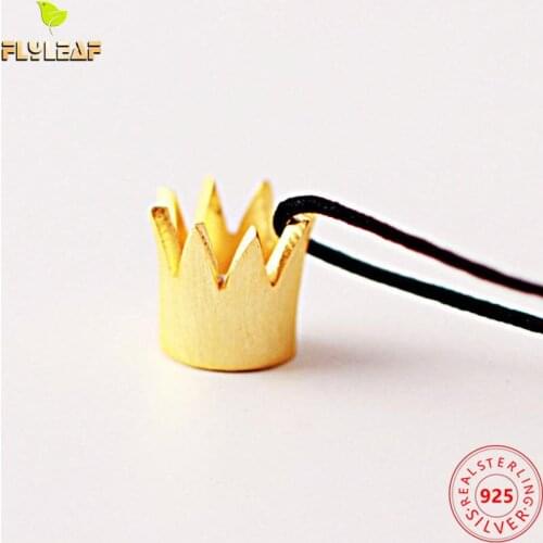 Flyleaf 100% 925 Sterling Silver Black Rope Chain Crown Necklaces & Pendants For Women Original Design Lady Romantic Jewelry