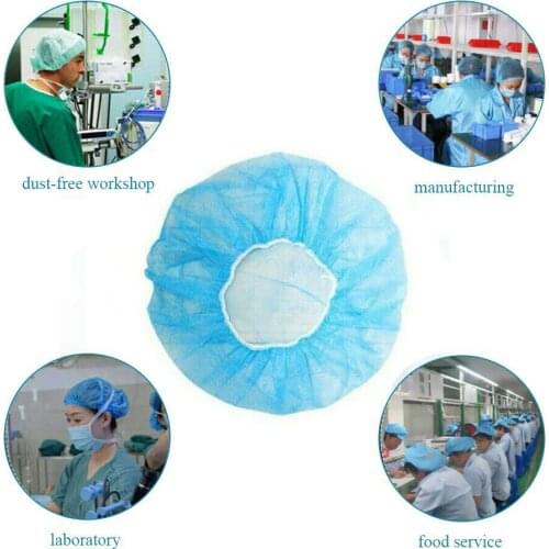 100pcs/Pack Disposable Shower Caps Hotel Home Shower Bathing Clear Hair Elastic Caps Hats Single Use PE Plastic Hat White Blue