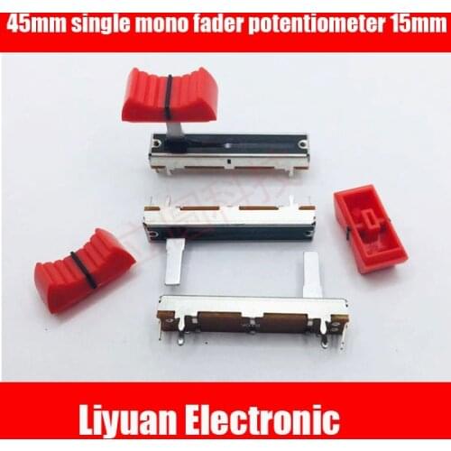 45mm single mono fader potentiometer A10K B10K control sound table straight sliding potentiometer handle 15mm A103 B103