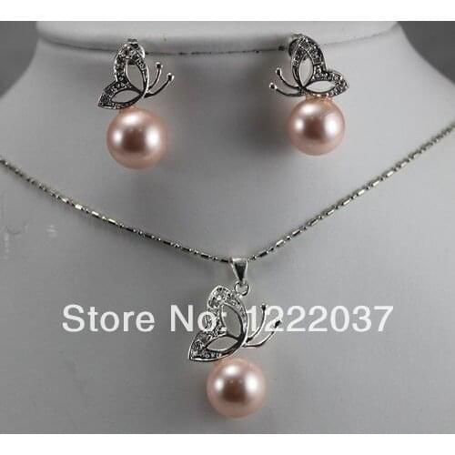 5 color New 12MM Beads Sea Shell Pearl Earrings Pendants Necklace Gift Sets