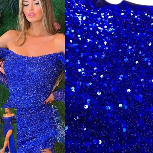 5yards/pc) High quality soft African velvet lace wonderful allover embroidered sequins lace fabric for party dress FSS373