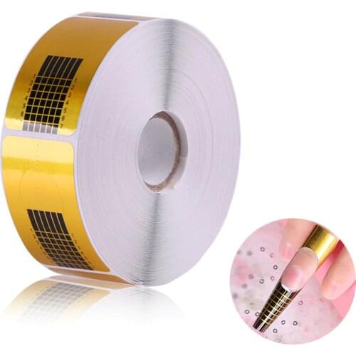 500pcs Professional Nail Forms Acrylic Curve Nails Gel Nail Extension Nail Art Guide Form Gold