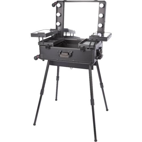 New 24 inch LED lighted cosmetic case with bracket professional pull rod detachable universal wheel pull rod cosmetic case