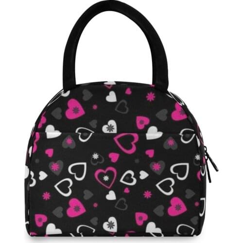 Black Portable Lunch Bag Thermal Insulated Lunch Box Tote Cooler Handbag Bento Pouch Dinner Container School Food Storage Bag