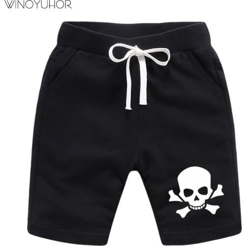 Childrens Cotton Shorts Summer Casual Baby Boys Trousers Kids Girl Cool Skull Print Shorts Pants Clothing Good Quality