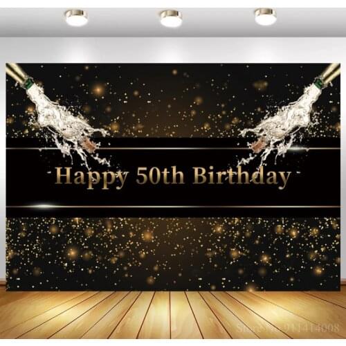 Champagne Pour Golden Light Polka Dots Happy 50th Birthday Party Backdrop Women 20 30 40th Celebration Decor Photo Background