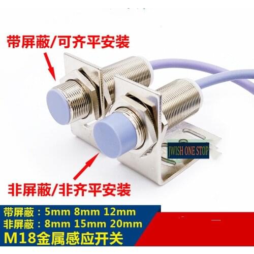 M18 Inductive 2-Wire AC220V AC/DC DC Long Distance Proximity Connector Normally Open Unshielded