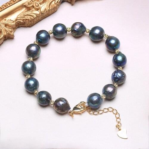 Malachite Green Baroque Pearl Bracelet Dazzle Color Women Freshwater Pearl Bracelet