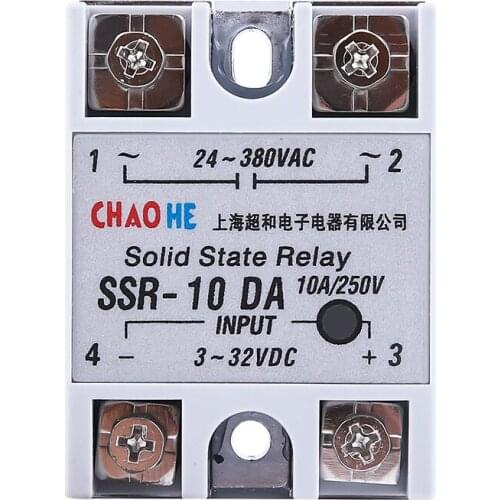 24-380VAC Small Single Phase Solid State Relay SSR-10DA SSR-25DA SSR-40DA 3-32VDC DC Control AC Load Without Cover High Quality