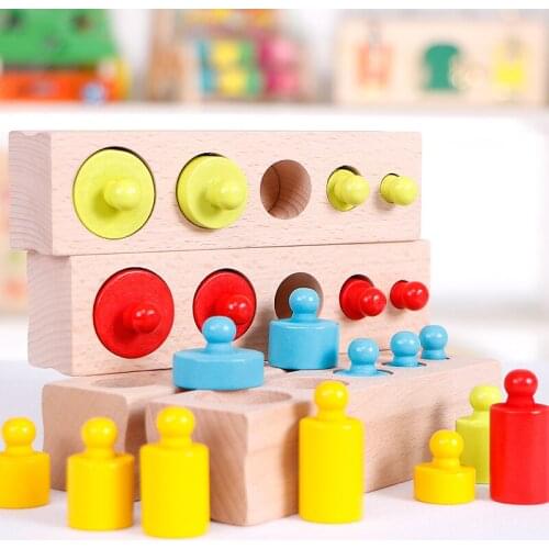 Montessori Materials Baby Wooden Toys Colorful Socket Cylinder Block For Children Educational Preschool Early Learning Toy