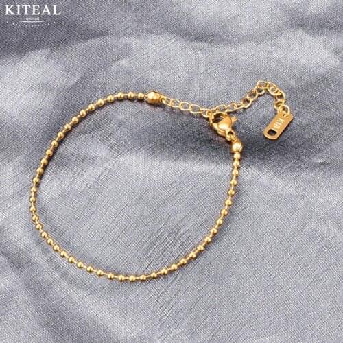 KITEAL Fashion Design Gold Vermeil Female Friend bracelet anklets Simple round beads foot chain christmas gift