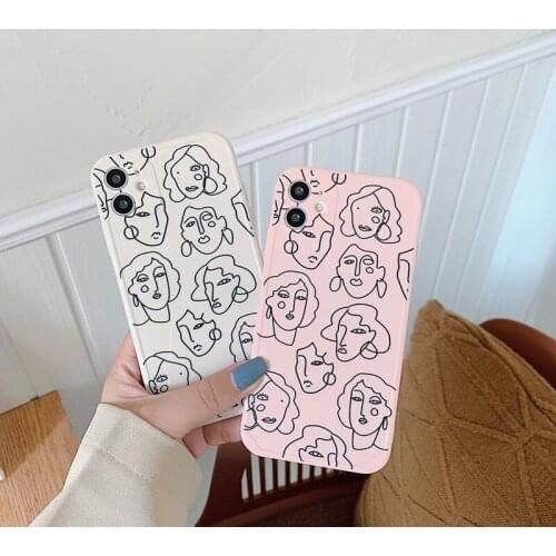 INS fashion art lines abstract human face soft silicon phone case for apple iphone X XS XR MAX 11 Pro 7 8 plus cute funny cover