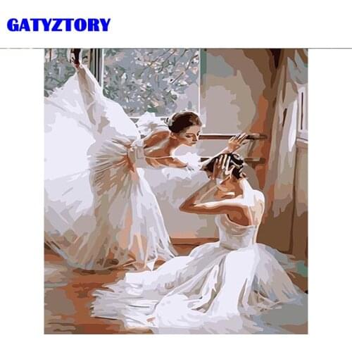 Frameless Ballet Dancer DIY Painting By Numbers Acrylic Picture On Wall Handpainted Oil Painting For Living Room Wall Artwork