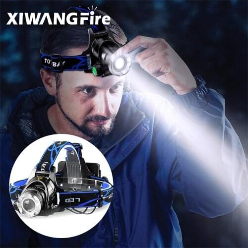 T6 Headlamps 12000lumens Led Headlamp Zoomable Headlight Head Torch Flashlight Head Lamp By 18650 Battery for Fishing Hunting